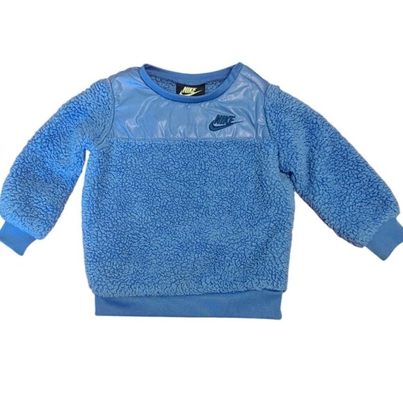 Nike Fleece Puffer Pullover Jacket Purple Blue Periwinkle Unisex 18M Sweatshirt - Picture 1 of 5